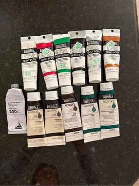 12 Acrylic Liquitex Artist Color &Heavy Body Paint Tubes Various Used Read Desc*